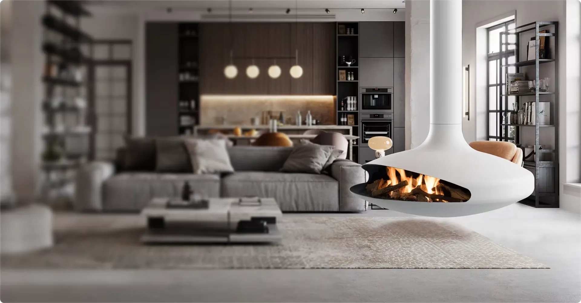 Focus Kamin im Wohnraum